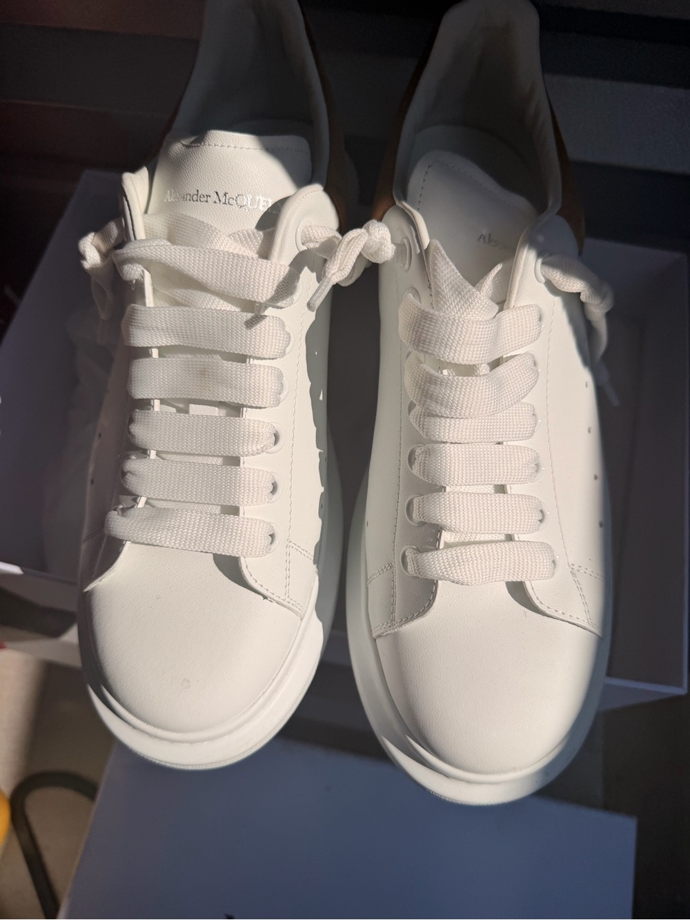 Alexander McQueen White Leather Platform Sneakers